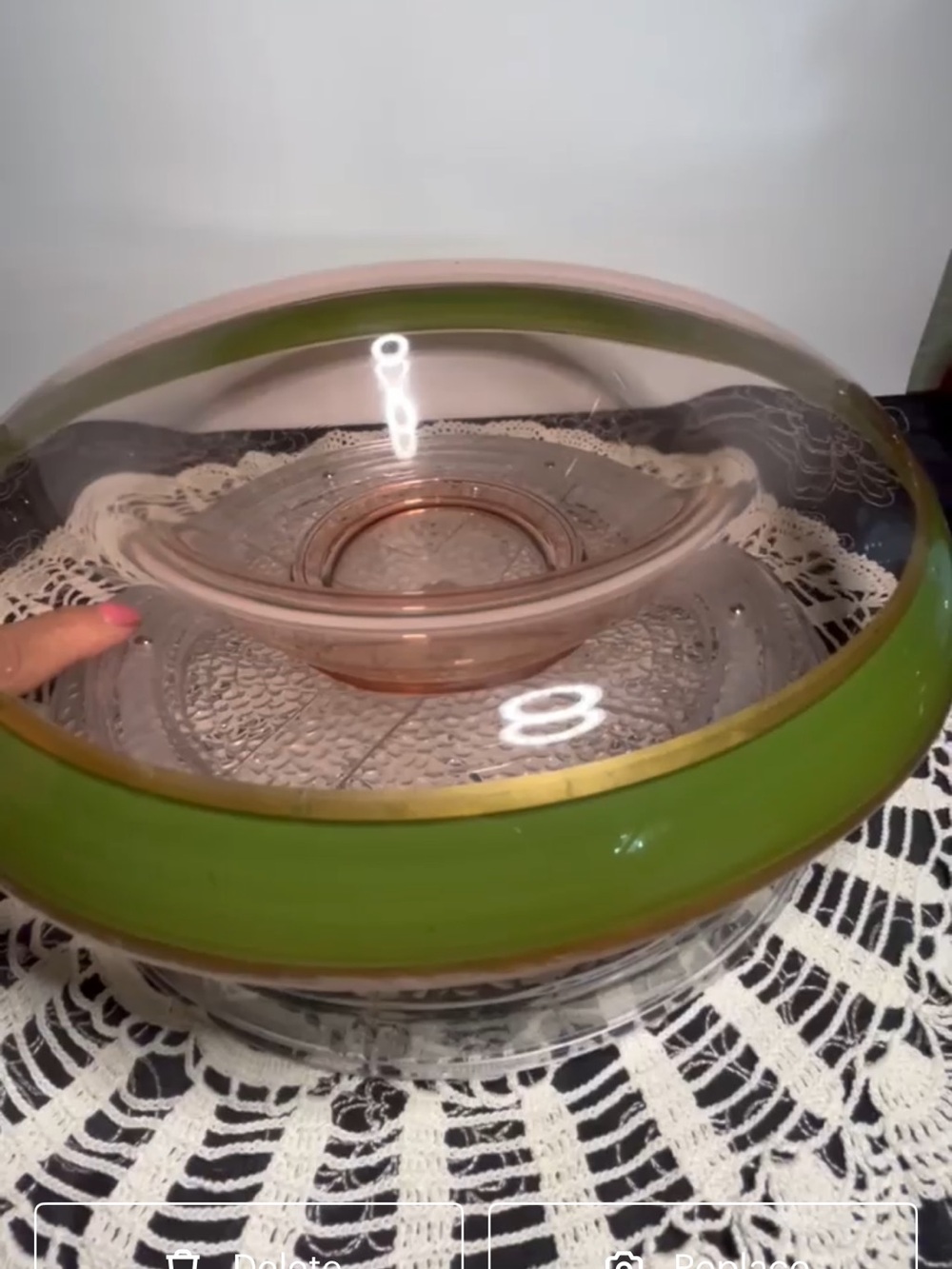 Vtg 12” Rolled Edge Bowl Tiffin Franciscan Rambler Rose Console Pink Green